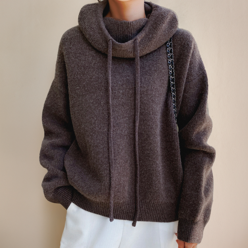 Hooded Knit Sweater Women's Oversized Drawstring Pullover Green – Casual, Office, Holiday, Gift
