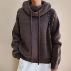Hooded Knit Sweater Women's Oversized Drawstring Pullover Green – Casual, Office, Holiday, Gift