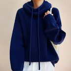 Hooded Knit Sweater Women's Oversized Drawstring Pullover Green – Casual, Office, Holiday, Gift