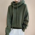 Hooded Knit Sweater Women's Oversized Drawstring Pullover Green – Casual, Office, Holiday, Gift