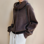 Hooded Knit Sweater Women's Oversized Drawstring Pullover Green – Casual, Office, Holiday, Gift