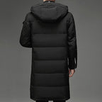 Hooded Long Puffer Coat Men's Winter Parka Zip-Up Padded Jacket – Casual, Cold Weather Outdoor