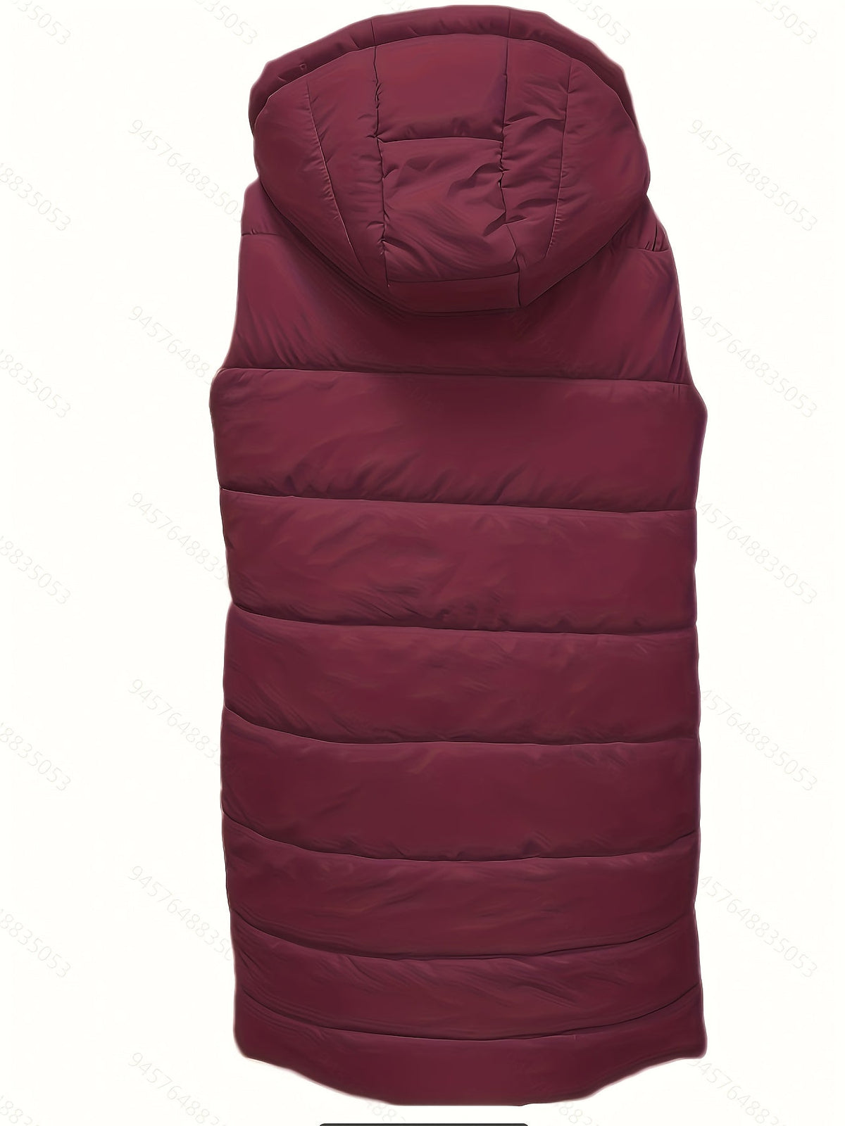 Hooded Padded Vest Women's Longline Sleeveless Puffer with Snap Buttons – Casual, Winter Layering Outerwear