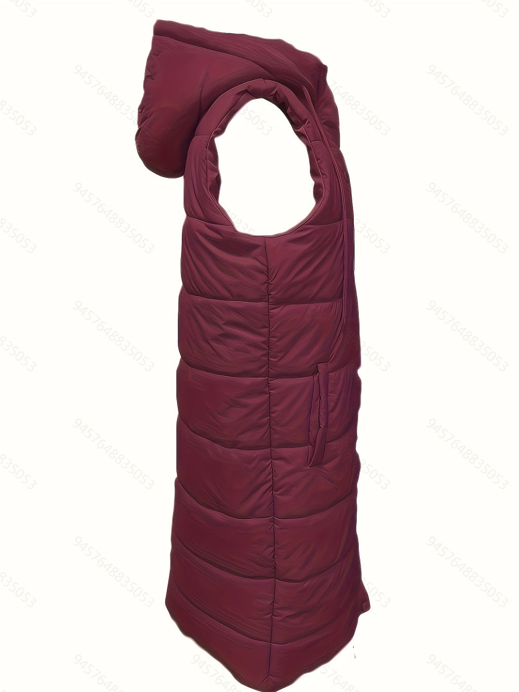 Hooded Padded Vest Women's Longline Sleeveless Puffer with Snap Buttons – Casual, Winter Layering Outerwear