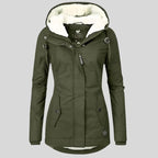 Hooded Parka Jacket Black Fleece-Lined Waterproof Women's – Casual, Winter, Everyday
