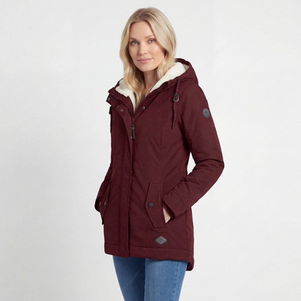 Hooded Parka Jacket Black Fleece-Lined Waterproof Women's – Casual, Winter, Everyday