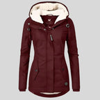 Hooded Parka Jacket Black Fleece-Lined Waterproof Women's – Casual, Winter, Everyday