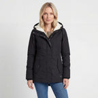 Hooded Parka Jacket Black Fleece-Lined Waterproof Women's – Casual, Winter, Everyday