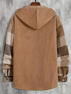 Hooded Plaid Shirt Jacket Men's Button-Up Corduroy Pocket Shacket – Casual, Fall Layering, Gift