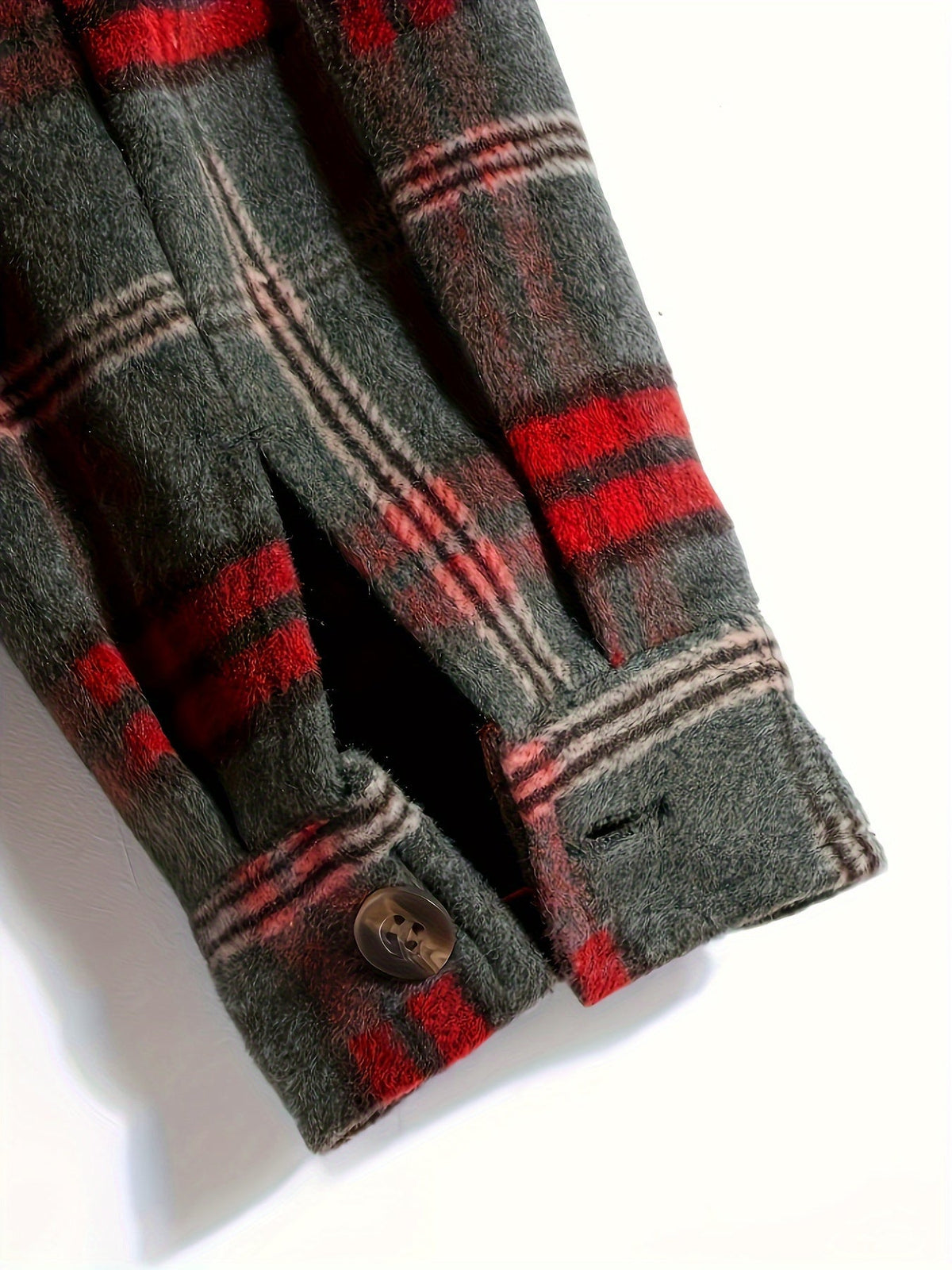 Hooded Plaid Shirt Jacket Men's Gray Orange Button-Up Shacket with Pocket – Casual, Fall Layering, Gift