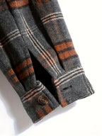 Hooded Plaid Shirt Jacket Men's Gray Orange Button-Up Shacket with Pocket – Casual, Fall Layering, Gift