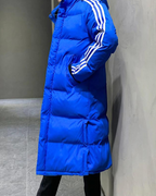 Hooded Puffer Jacket Black Long Padded Coat Men's Striped – Casual, Winter Outdoor Warmth