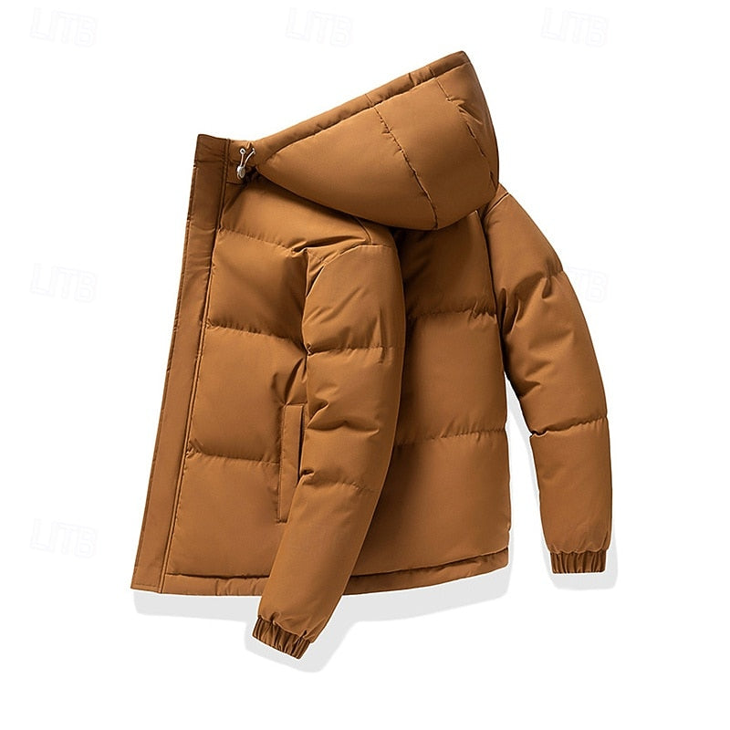 Hooded Puffer Jacket Men's Insulated Zip-Up Winter Coat – Casual, Outdoor · Faylori
