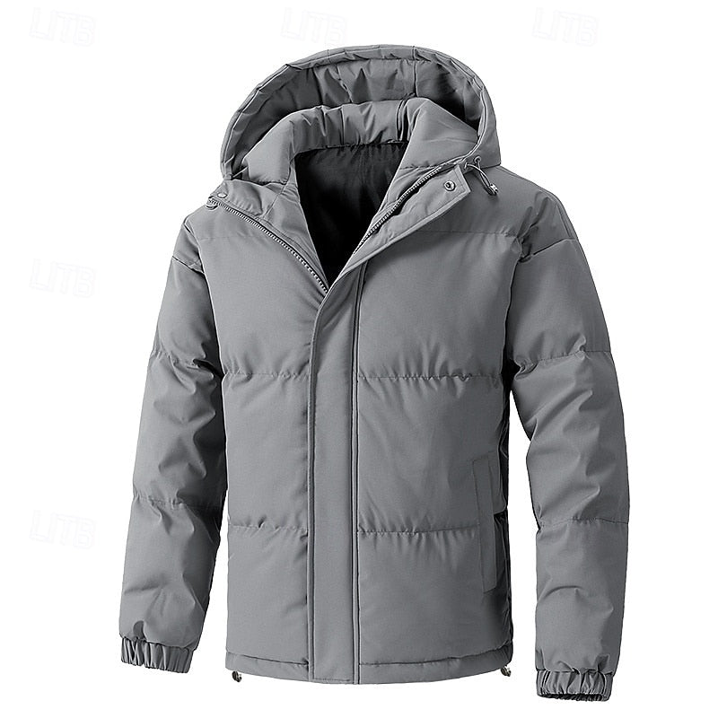 Hooded Puffer Jacket Men's Insulated Zip-Up Winter Coat – Casual, Outdoor · Faylori