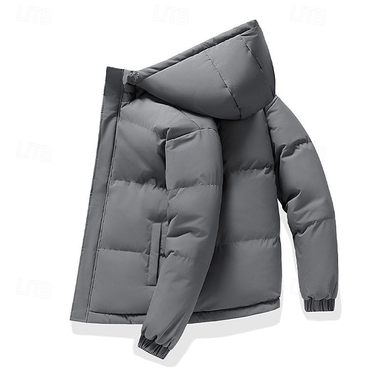 Hooded Puffer Jacket Men's Insulated Zip-Up Winter Coat – Casual, Outdoor · Faylori