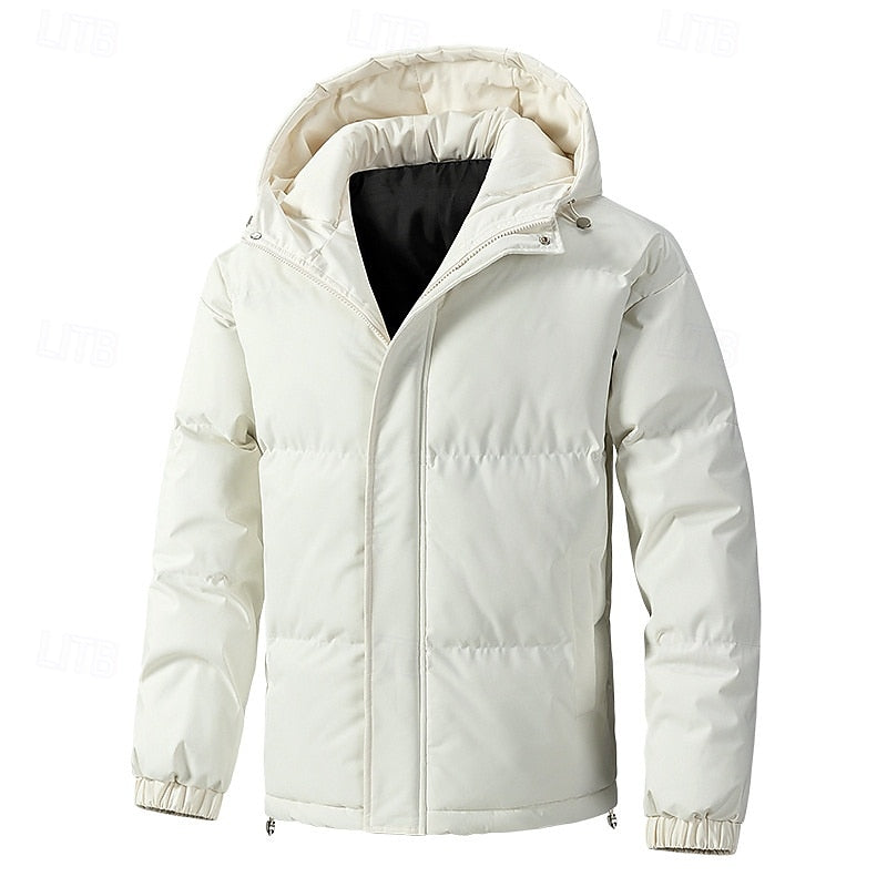 Hooded Puffer Jacket Men's Insulated Zip-Up Winter Coat – Casual, Outdoor · Faylori