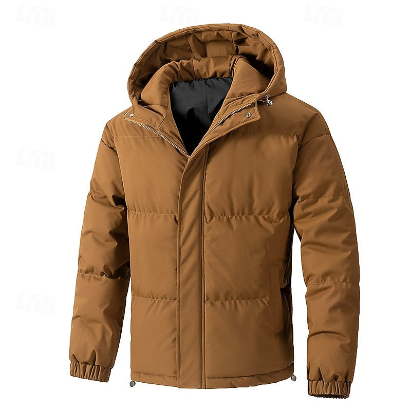 Hooded Puffer Jacket Men's Insulated Zip-Up Winter Coat – Casual, Outdoor · Faylori