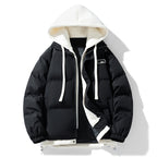 Hooded Puffer Jacket Men's Quilted Brown with Drawstring Hood – Casual, Winter, Warm, Gift