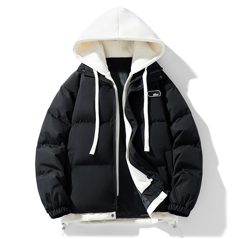 Hooded Puffer Jacket Men's Quilted Brown with Drawstring Hood – Casual, Winter, Warm, Gift
