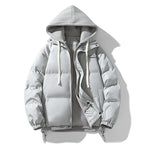 Hooded Puffer Jacket Men's Quilted Brown with Drawstring Hood – Casual, Winter, Warm, Gift