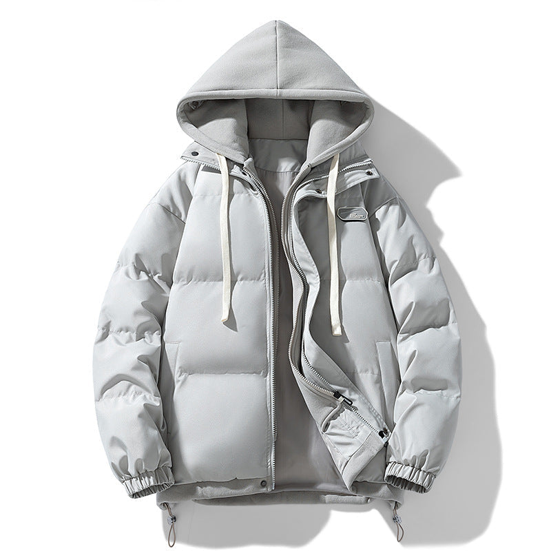 Hooded Puffer Jacket Men's Quilted Brown with Drawstring Hood – Casual, Winter, Warm, Gift