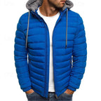 Hooded Puffer Jacket Men's Quilted Zip-Up Padded Winter Coat – Casual, Warm Outdoor Wear