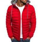 Hooded Puffer Jacket Men's Quilted Zip-Up Padded Winter Coat – Casual, Warm Outdoor Wear