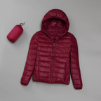 Hooded Puffer Jacket Women's Lightweight Packable Zip-Up Coat – Travel, Casual, Office