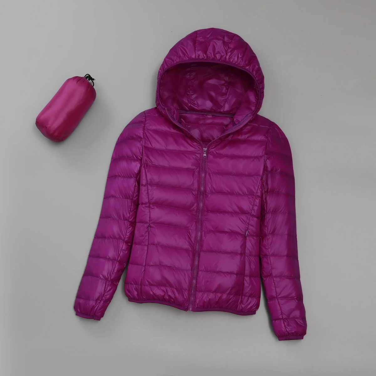 Hooded Puffer Jacket Women's Lightweight Packable Zip-Up Coat – Travel, Casual, Office