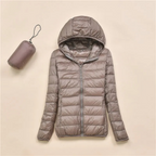 Hooded Puffer Jacket Women's Lightweight Packable Zip-Up Coat – Travel, Casual, Office