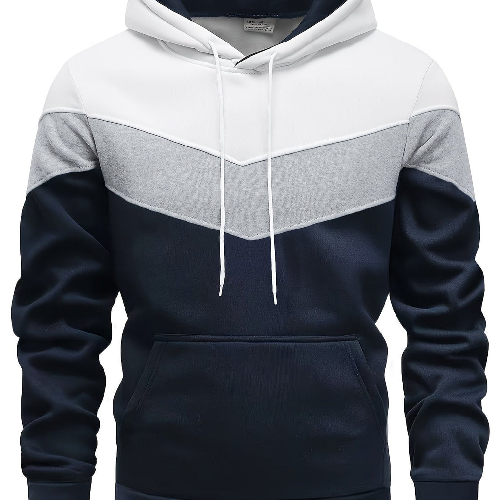 Hooded Pullover Sweatshirt Navy Ribbed Cuffs Men's – Casual, Office, Gift · Faylori