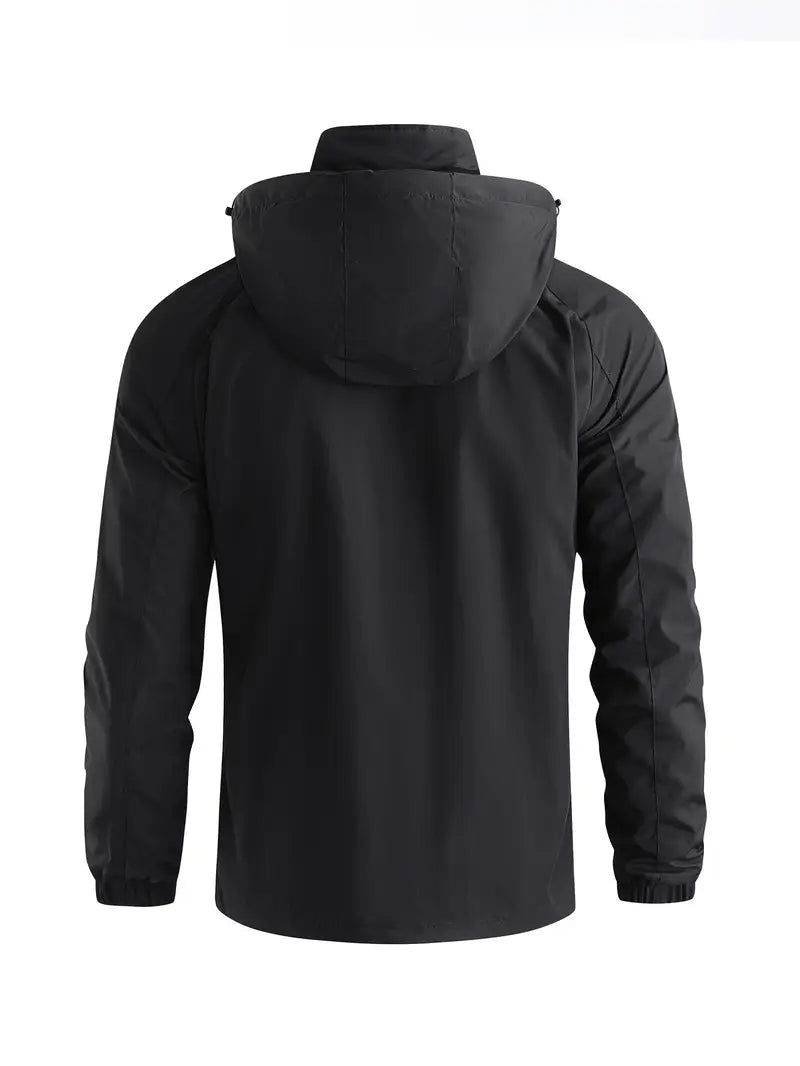 Hooded Shell Jacket Men's Lightweight Windbreaker with Zip Pockets – Hiking, Casual, Outdoor