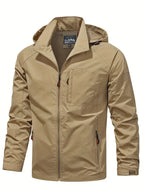 Hooded Shell Jacket Men's Lightweight Windbreaker with Zip Pockets – Hiking, Casual, Outdoor