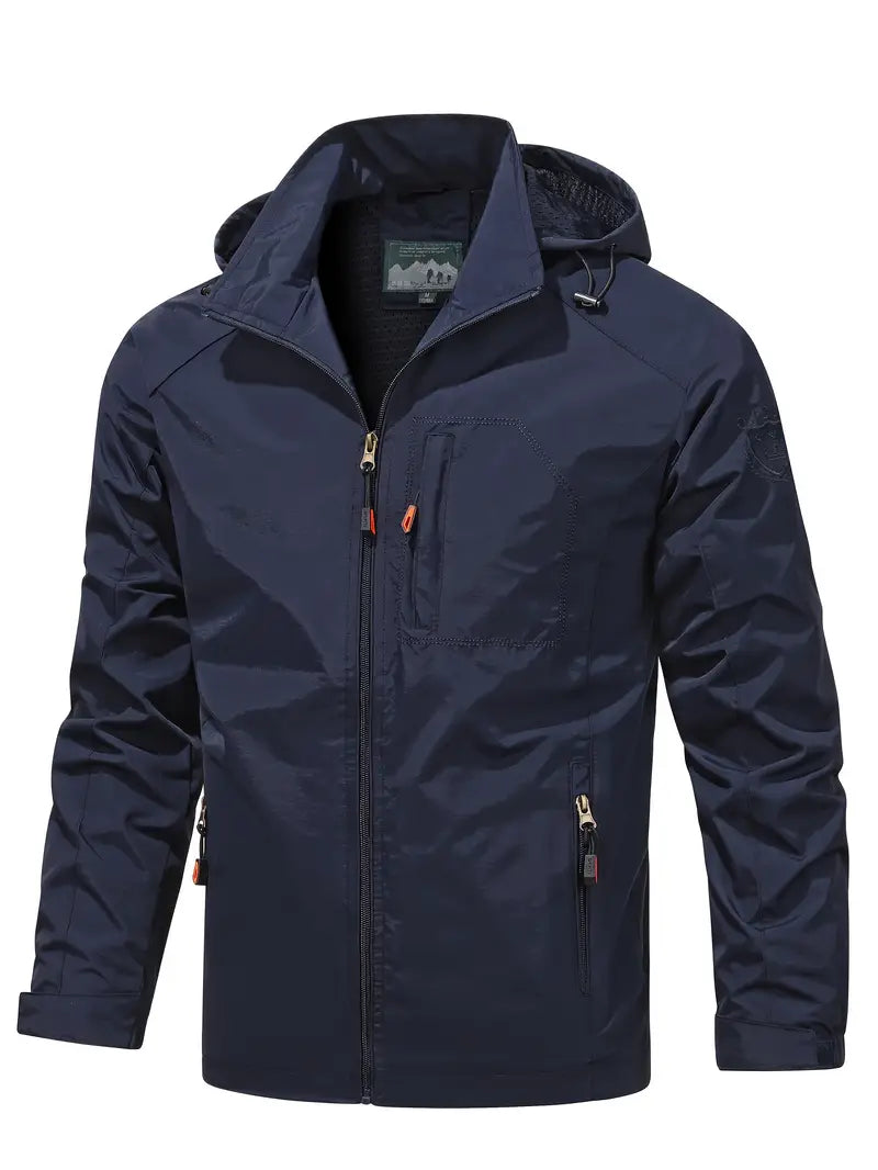 Hooded Shell Jacket Men's Lightweight Windbreaker with Zip Pockets – Hiking, Casual, Outdoor