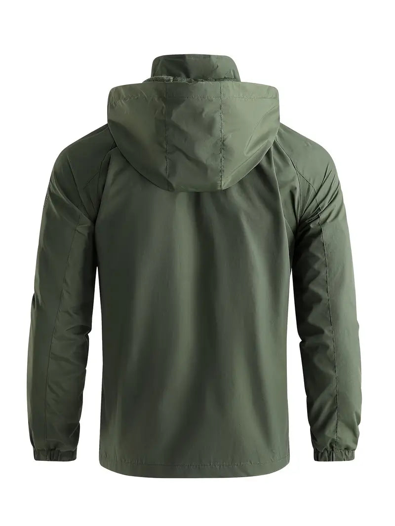 Hooded Shell Jacket Men's Lightweight Windbreaker with Zip Pockets – Hiking, Casual, Outdoor