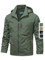 Hooded Shell Jacket Men's Lightweight Windbreaker with Zip Pockets – Hiking, Casual, Outdoor
