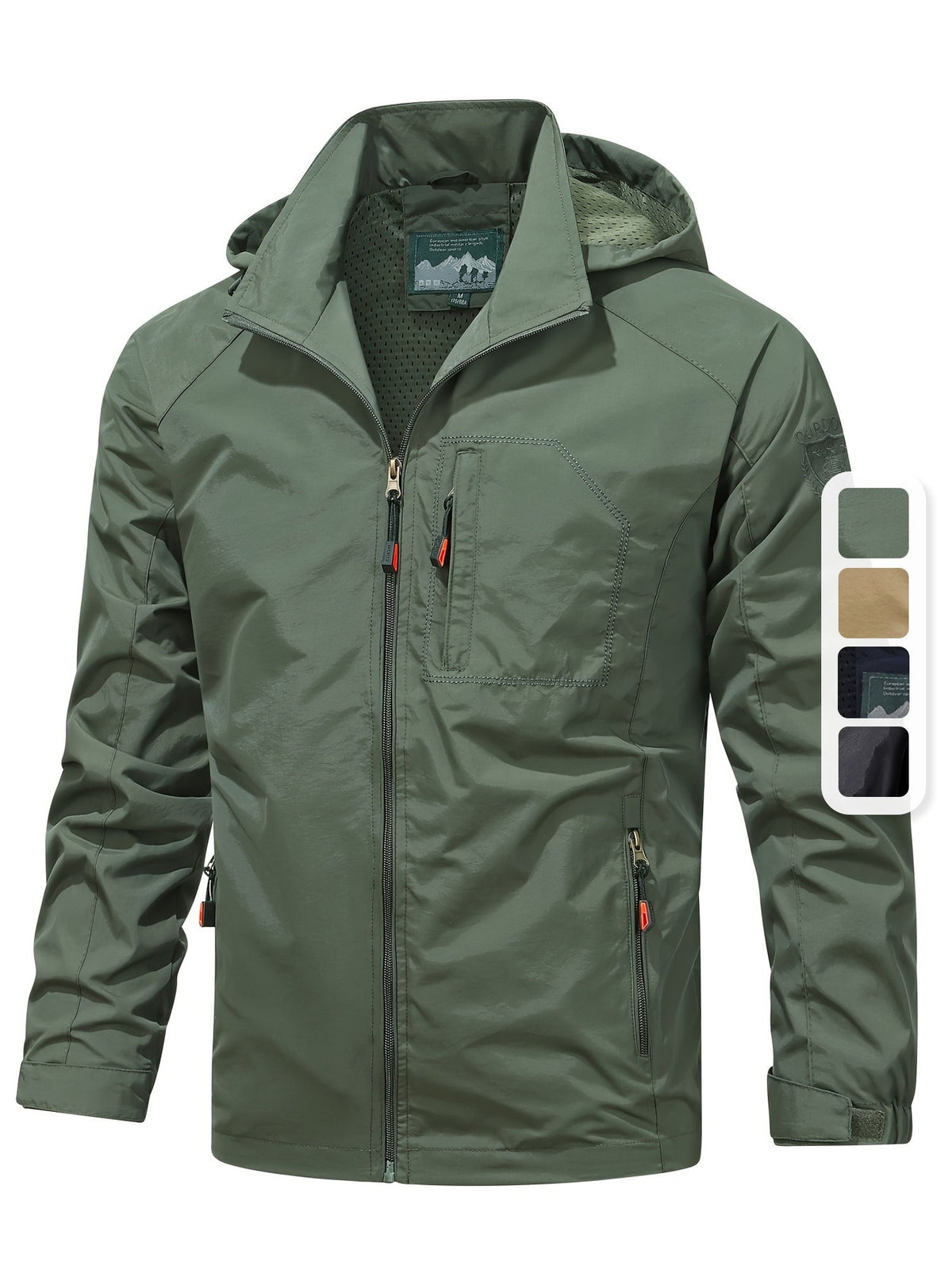 Hooded Shell Jacket Men's Lightweight Windbreaker with Zip Pockets – Hiking, Casual, Outdoor