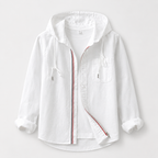 Hooded Shirt Jacket Men's Cotton Zip-Up Light Blue Long Sleeve – Casual, Everyday