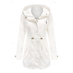 Hooded Utility Coat Women's Army Green Zip-Up Drawstring Jacket – Casual, Office, Holiday, Gift