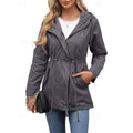Hooded Utility Coat Women's Army Green Zip-Up Drawstring Jacket – Casual, Office, Holiday, Gift