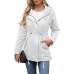 Hooded Utility Coat Women's Army Green Zip-Up Drawstring Jacket – Casual, Office, Holiday, Gift