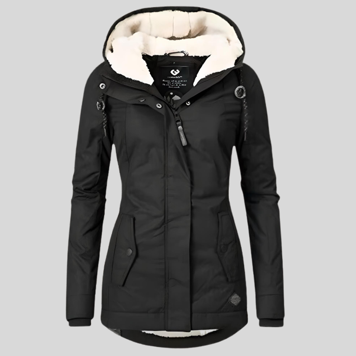 Hooded Winter Parka Coat Gray Fleece-Lined Women's – Casual, Cold Weather · Faylori