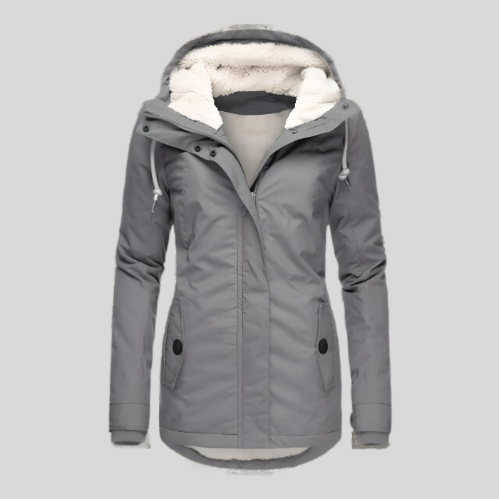 Hooded Winter Parka Coat Gray Fleece-Lined Women's – Casual, Cold Weather · Faylori