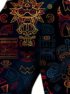 Joggers Men's Aztec Tribal Print Drawstring Sweatpants Blue Gold – Casual, Streetwear