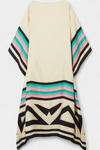 Kaftan Maxi Dress Pink Geometric Print Women's Chiffon Draped Sleeve – Beach, Holiday