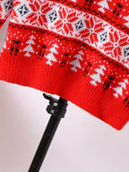 Kids Christmas Sweater Red Knitted Reindeer Fair Isle Pullover – Holiday, Gift · Faylori