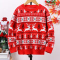 Kids Christmas Sweater Red Knitted Reindeer Fair Isle Pullover – Holiday, Gift · Faylori