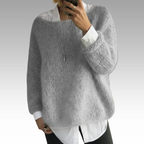 Knit Boat Neck Sweater Women's Pink Soft Fuzzy Oversized Pullover – Casual, Office, Gift