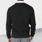Knit Cardigan Men's V-Neck Button-Down Long Sleeve Black Sweater – Casual, Office, Gift