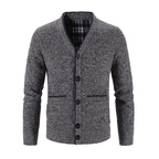 Knit Cardigan Men's V-Neck Button-Front Sweater Gray – Casual, Office, Holiday Gift
